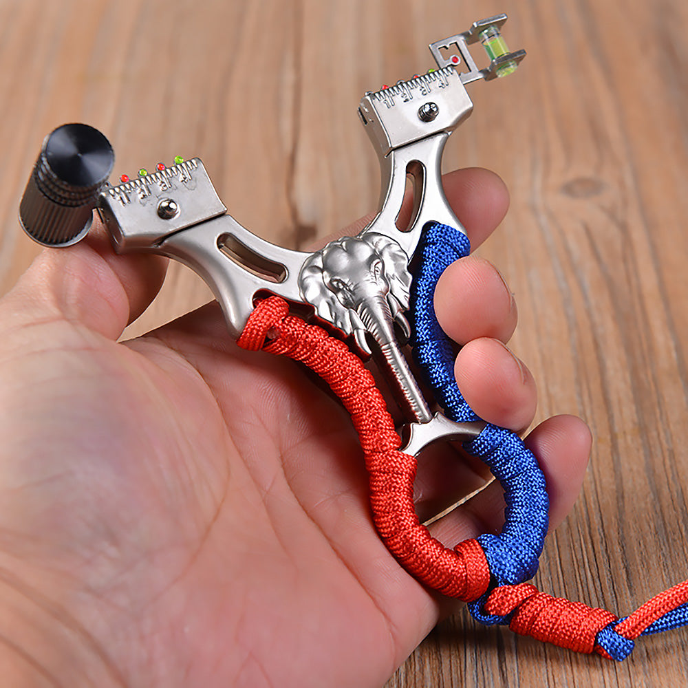 パチンコ 動物撃退器 象のレリーフ 2色リボン束 合金の弓 手ブレ防止カバー おもちゃトレーニング アウトドア ターゲットゲーム 狩猟 練習用 パチンコ銃 アウトドア玩具 セット 害獣・害虫対策器 くまよけ道具 熊対策 グッズ